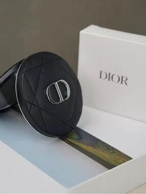 Dior Black Quilted Round CD Logo Pouch